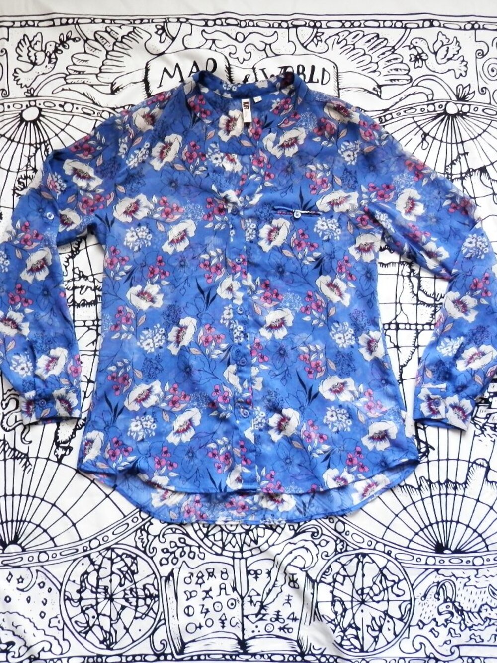 Kut from the Kloth Jasmine Chiffon Button-Up Blouse, Size S
